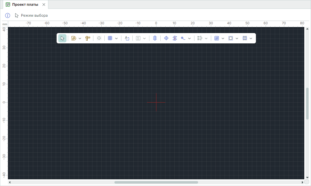 Рис. 2 Общий вид редактора печатных плат