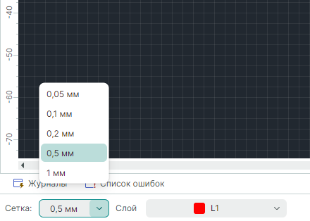 Рис. 3 Изменение сетки в редакторе платы