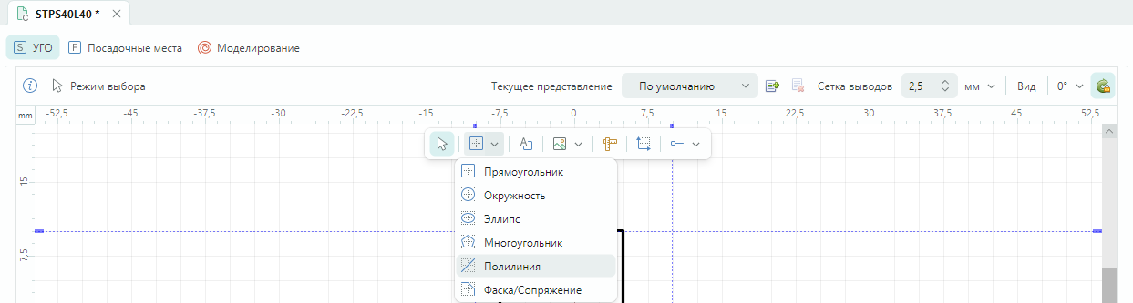 Рис. 4 Выбор инструмента «Полилиния»