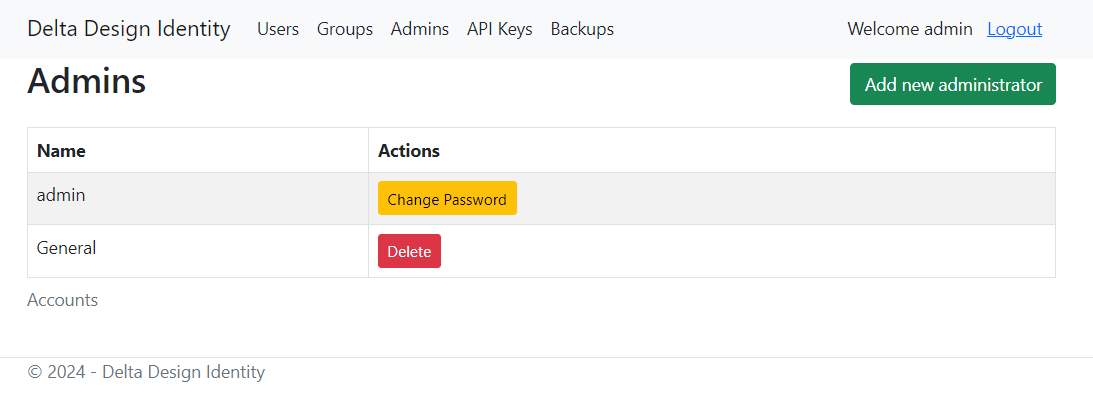 Рис. 4 Страница «Admins» (Администраторы)