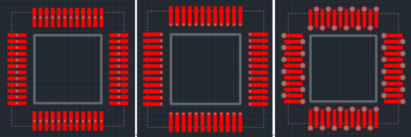 Рис. 4 Различные варианты расположения фанаутов относительно КП