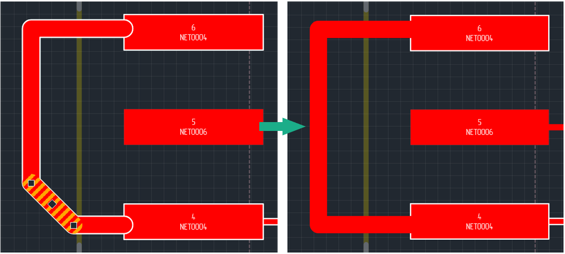 Рис. 3 Уменьшение количества сегментов трека
