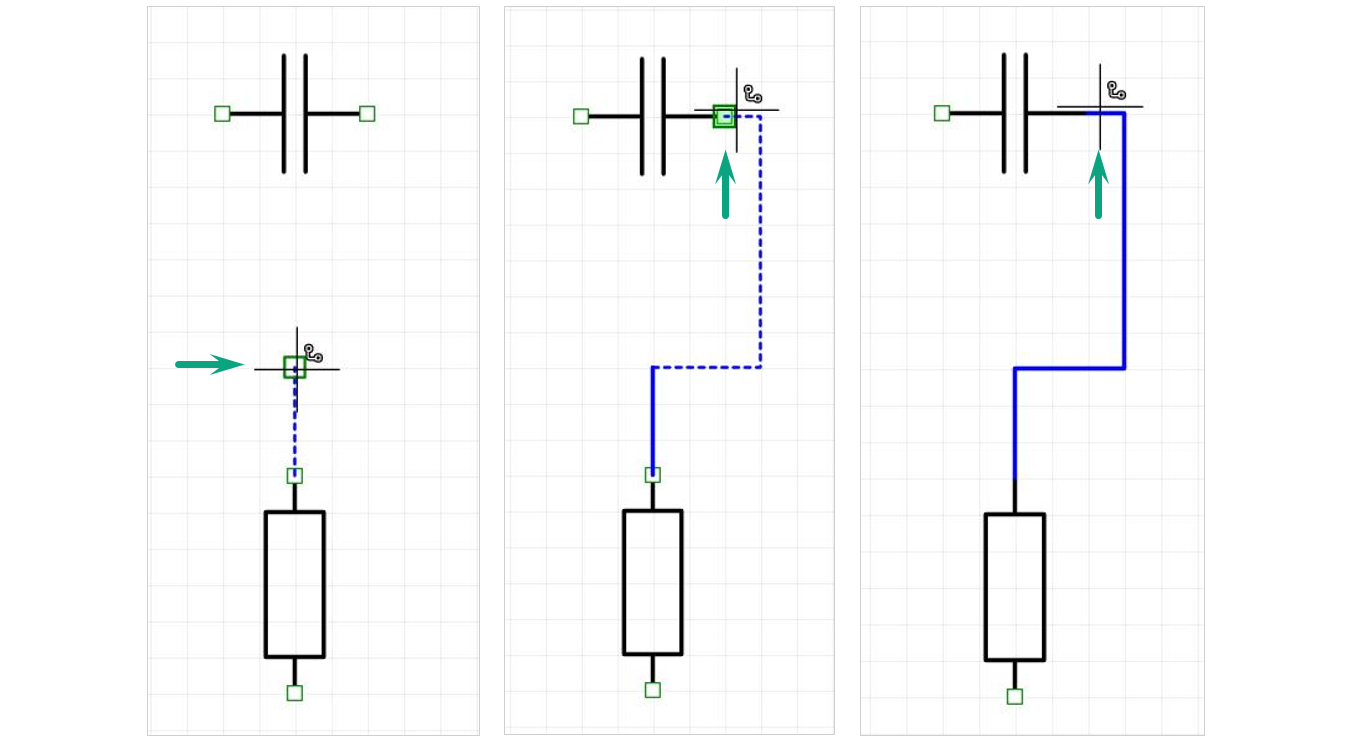 Рис. 8 Автоматическое размещение проводника с зафиксированными сегментами