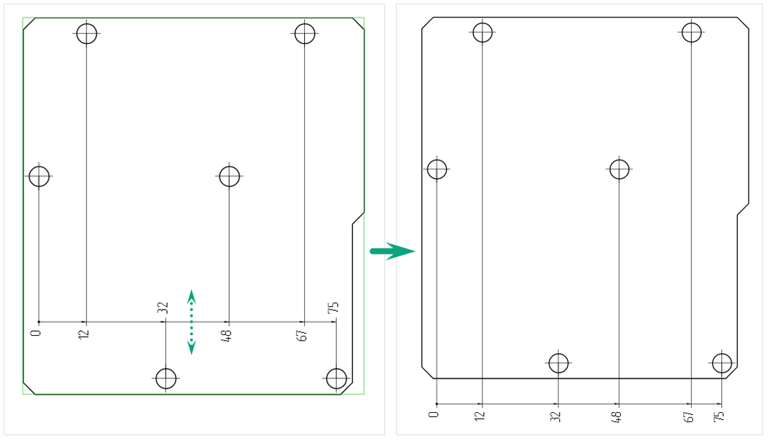 Рис. 2 Определение длины и направления выносных линий