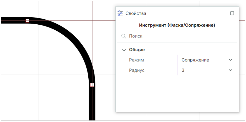 Рис. 1 Свойства сопряжения в панели «Свойства»