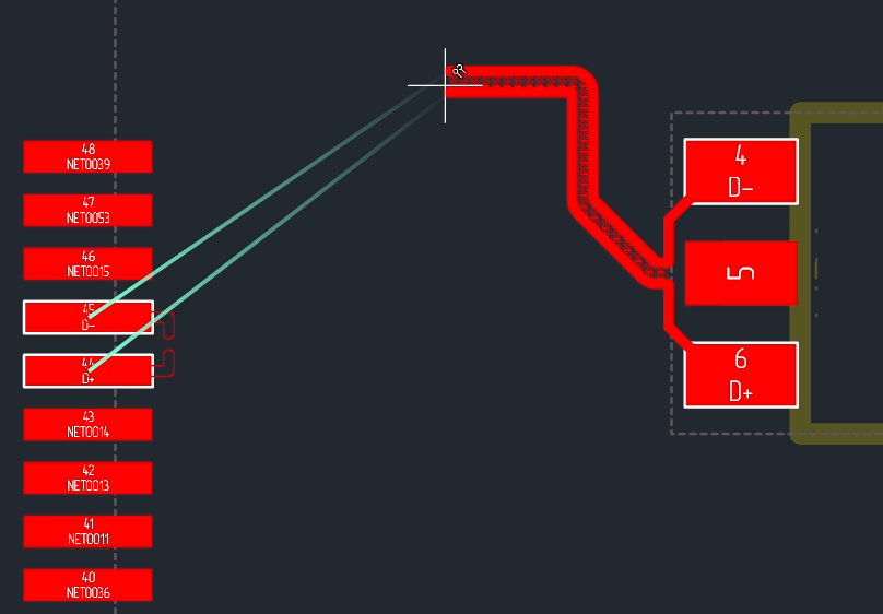 Рис. 3 Зафиксированный участок диффпары и возможный вид следующего участка