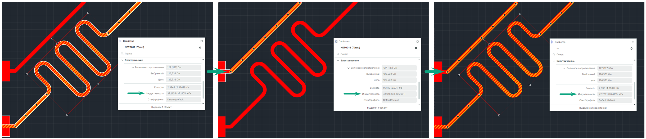 Рис. 1 Сумма индуктивностей выбранных элементов