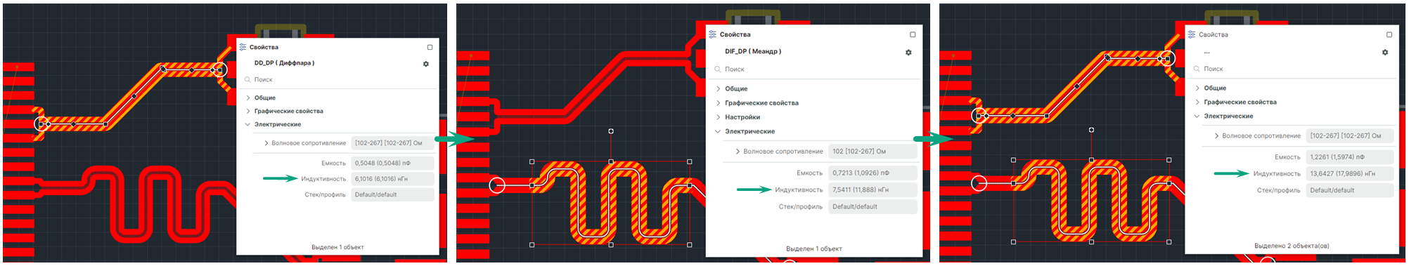 Рис. 1 Сумма индуктивностей выбранных элементов