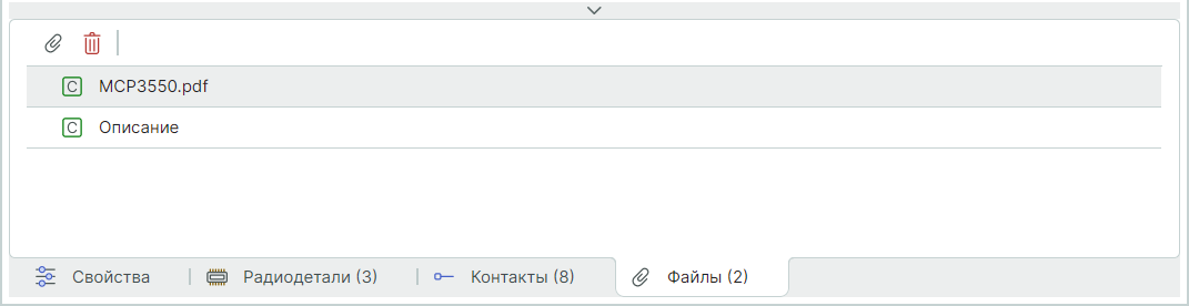 Рис. 3 Информация, прикрепленная к описанию компонента