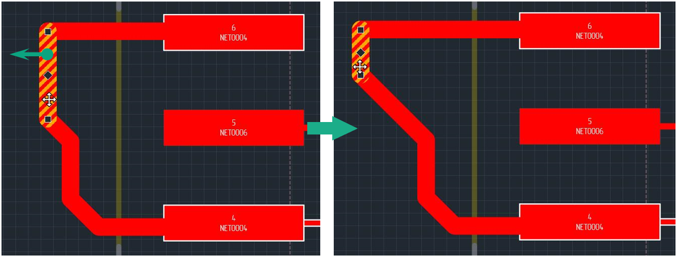 Рис. 2 Изменение соседствующих сегментов при перемещении