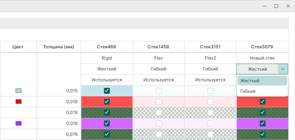 Рис. 10 Изменение типа стека