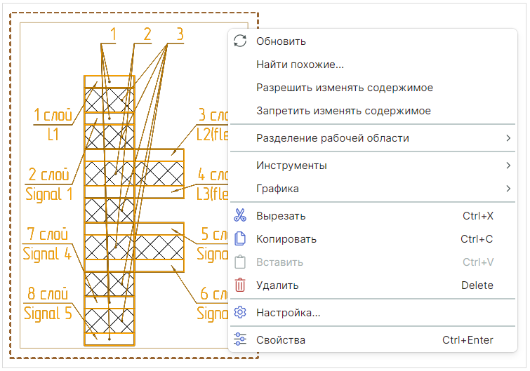 Рис. 2 Команды контекстного меню