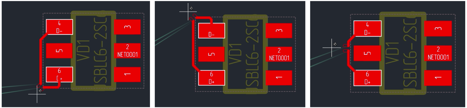 Рис. 3 Варианты несимметричного соединения с КП
