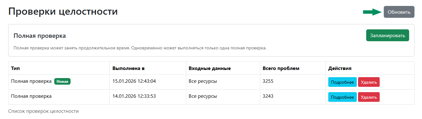 Рис. 2 Выполненный аудит