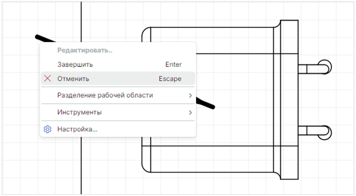 Рис. 2 Отмена размещения размерной линии