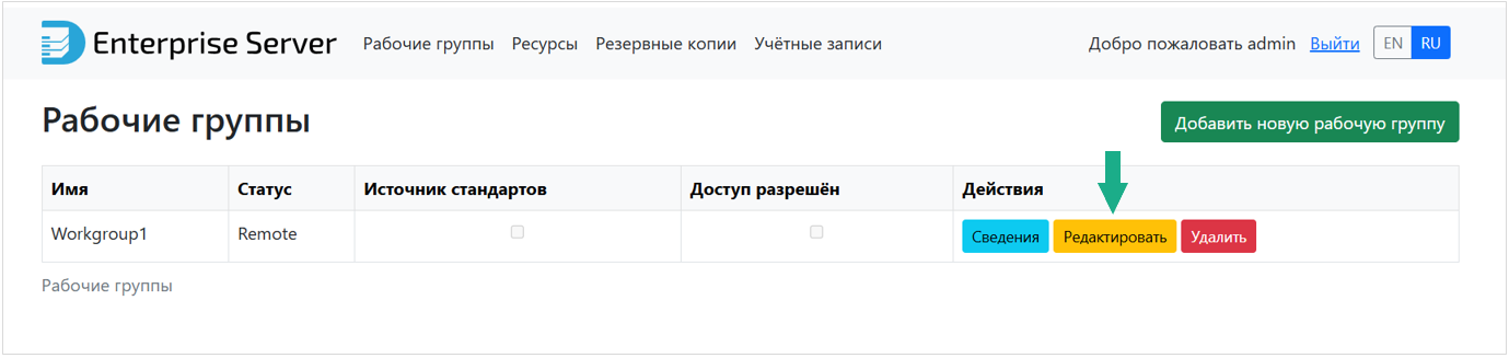 Рис. 1 Переход к редактированию рабочей группы