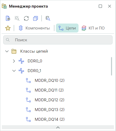 Рис. 5 Отображение классов цепей
