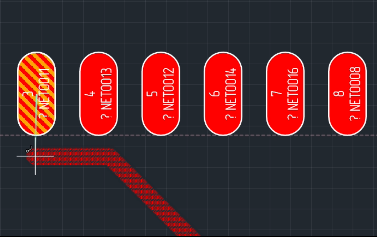 Рис. 1 Отображение на плате контактных площадок, принадлежащих одной группе