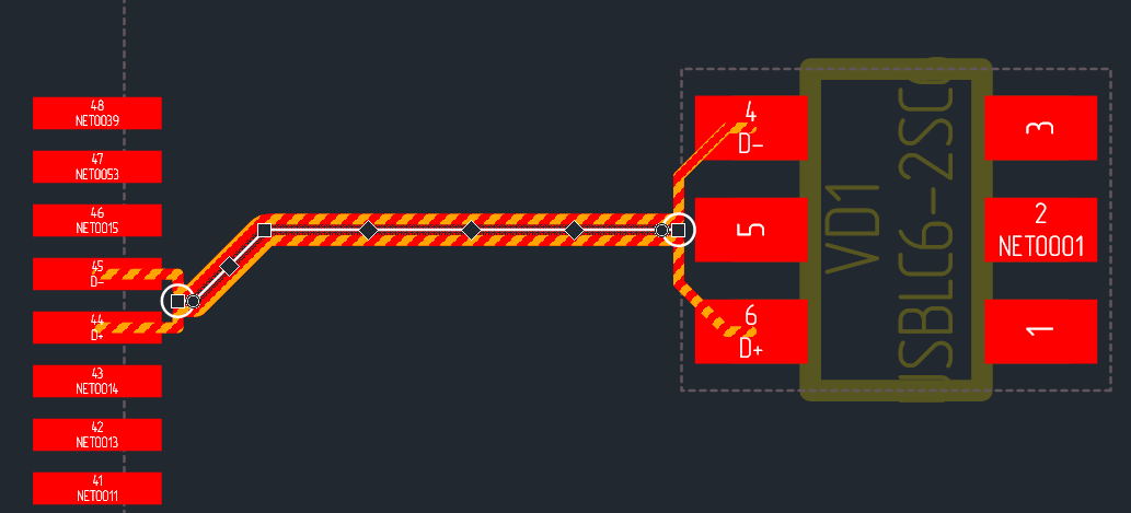 Рис. 7 Отображение области схождения при выделении диффпары
