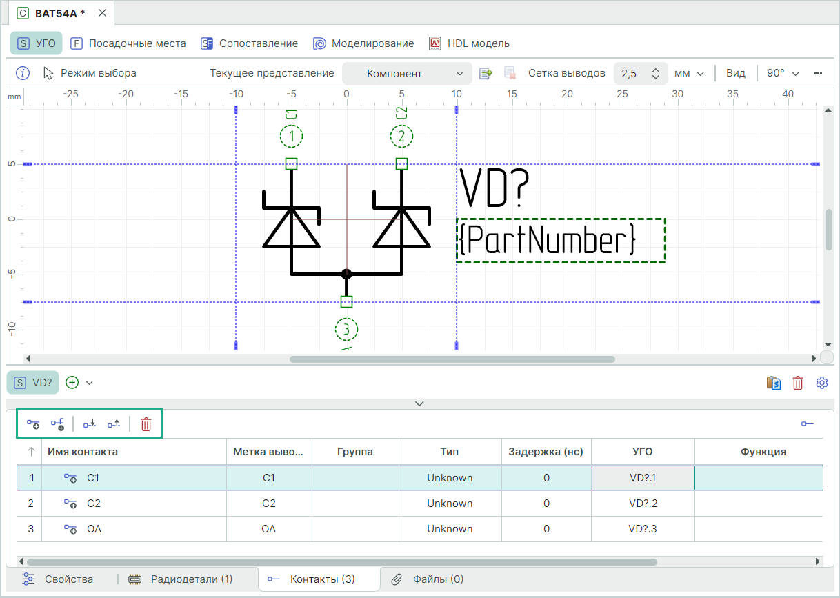 Рис. 1 Панель инструментов на вкладке «Контакты»
