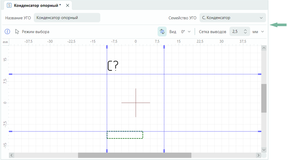 Рис. 3 Параметры сетки выводов и семейства УГО
