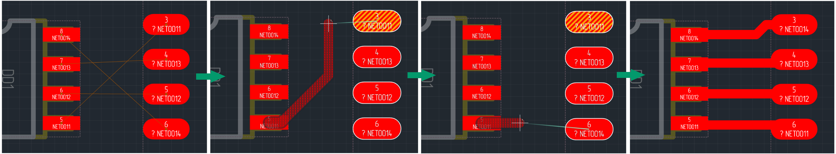 Рис. 2 Переключение между эквивалентными контактными площадками