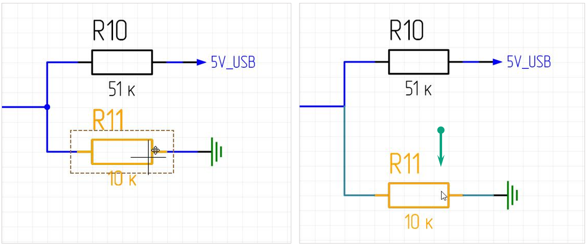 Рис. 1 Перемещение УГО по схеме