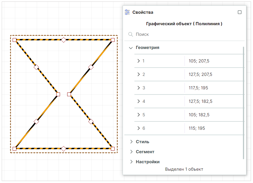 Рис. 2 Полученная полилиния