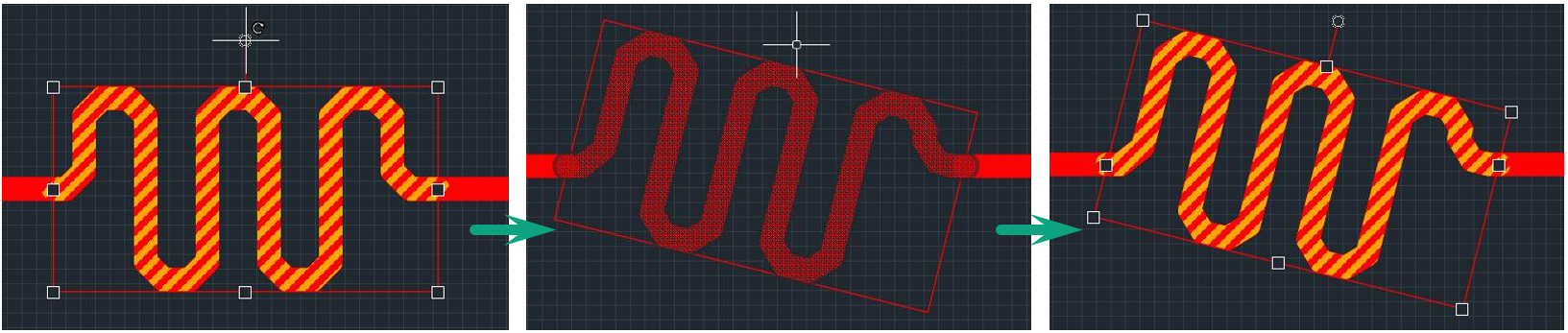Рис. 3 Поворот меандра