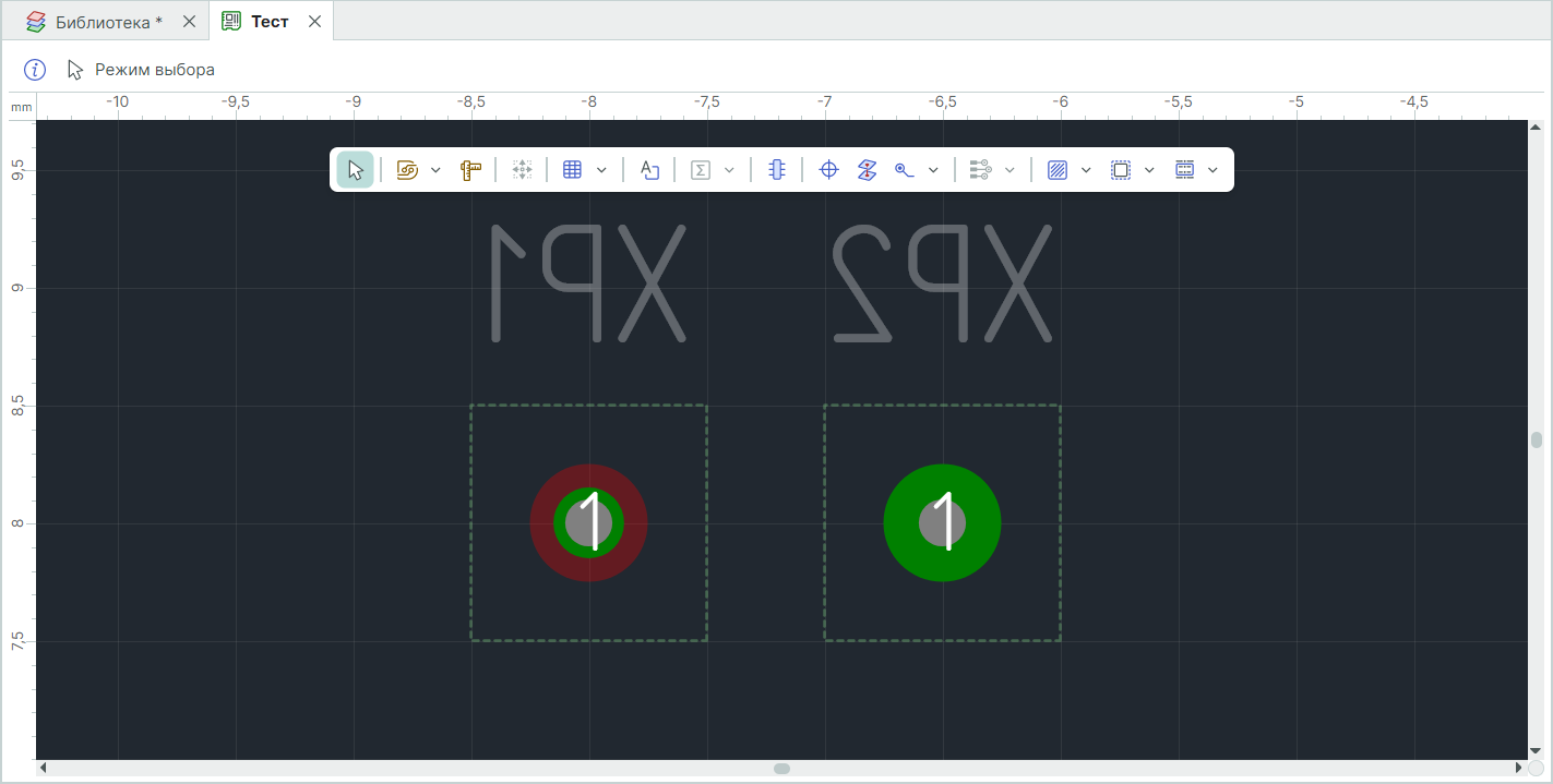 Рис. 3 Отображение работы функции после размещения СКП на плате