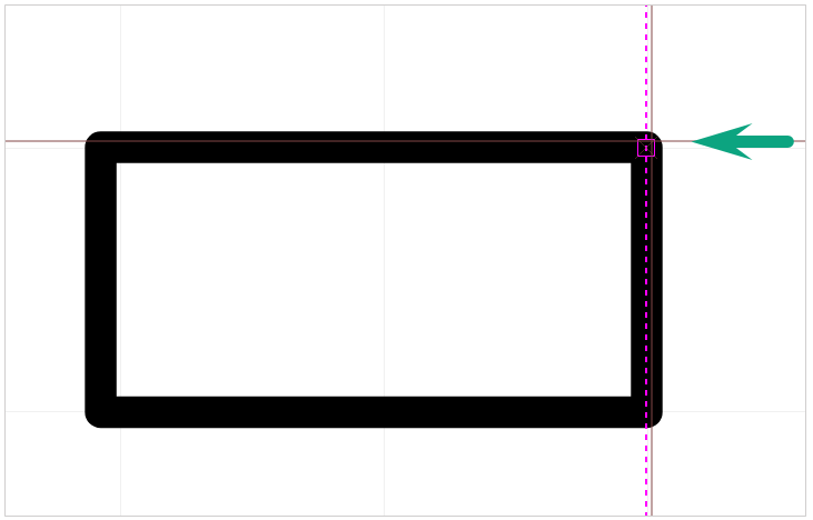 Рис. 2 Привязка к вершине прямоугольника