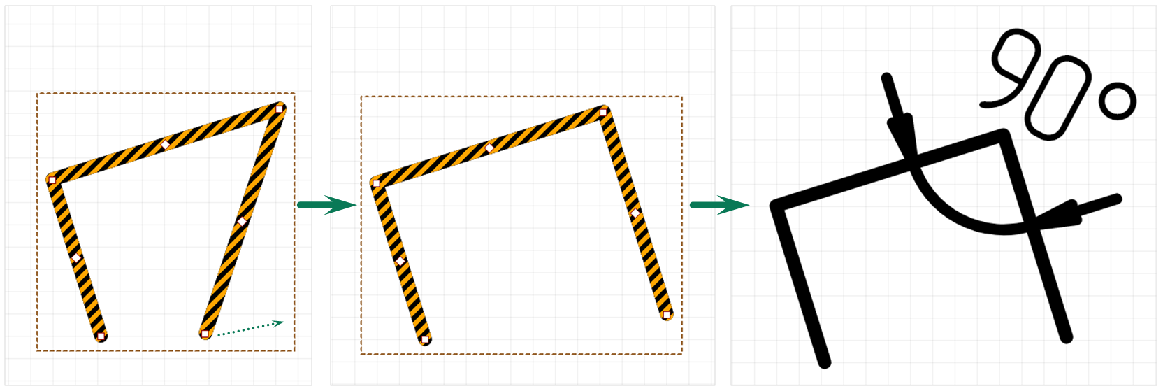 Рис. 4 Расположение линий перпендикулярно с помощью привязки «Нормаль»