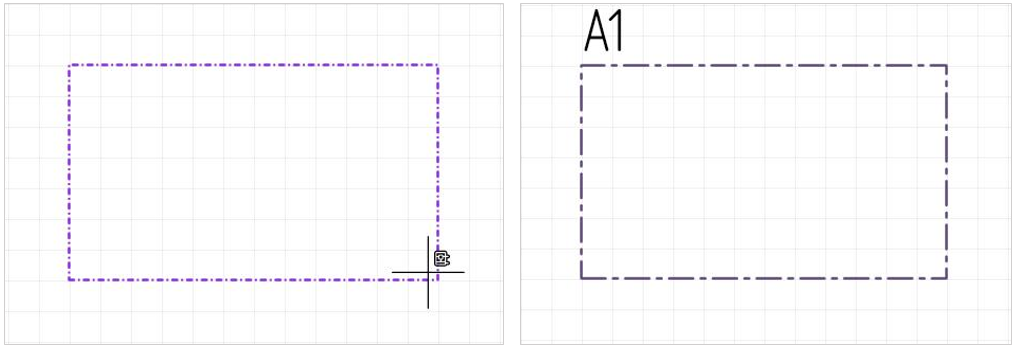 Рис. 2 Размещение блока (слева). Размещенный блок (справа).