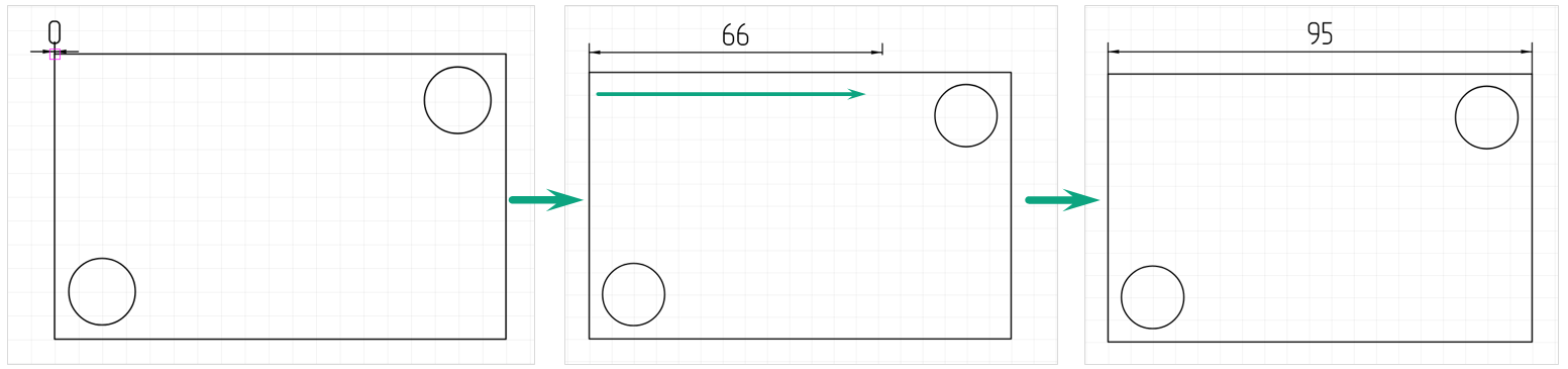 Рис. 1 Размещение горизонтальной размерной линии