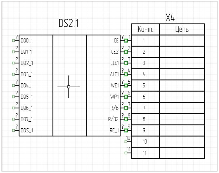 Рис. 1 Размещение радиодетали на выводы УГО другой радиодетали