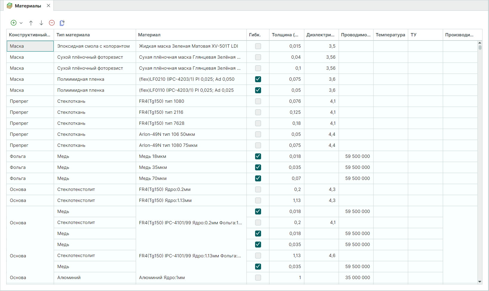 Рис. 2 Редактор материалов