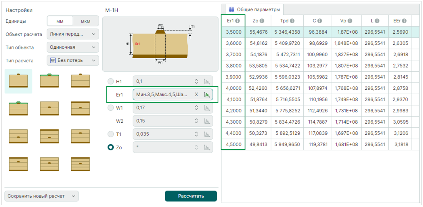 Рис. 13 Результаты множественного расчета