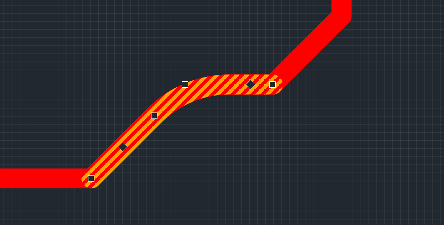 Рис. 3 Отображение примененного скругления между выбранными смежными сегментами