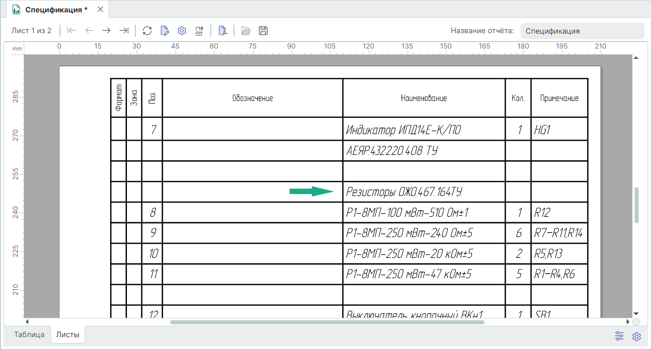 Рис. 3 Объединение изделий, выполненных по одним техническим условиям