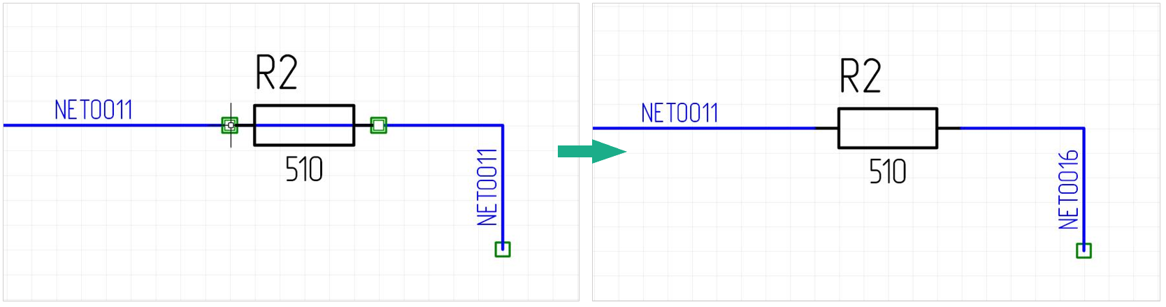 Рис. 4 Создание дополнительной цепи при размещении радиодетали