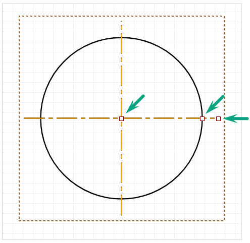 Рис. 4 Точки редактирования центровой линии