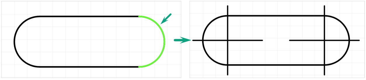 Рис. 2 Указание контура дуги