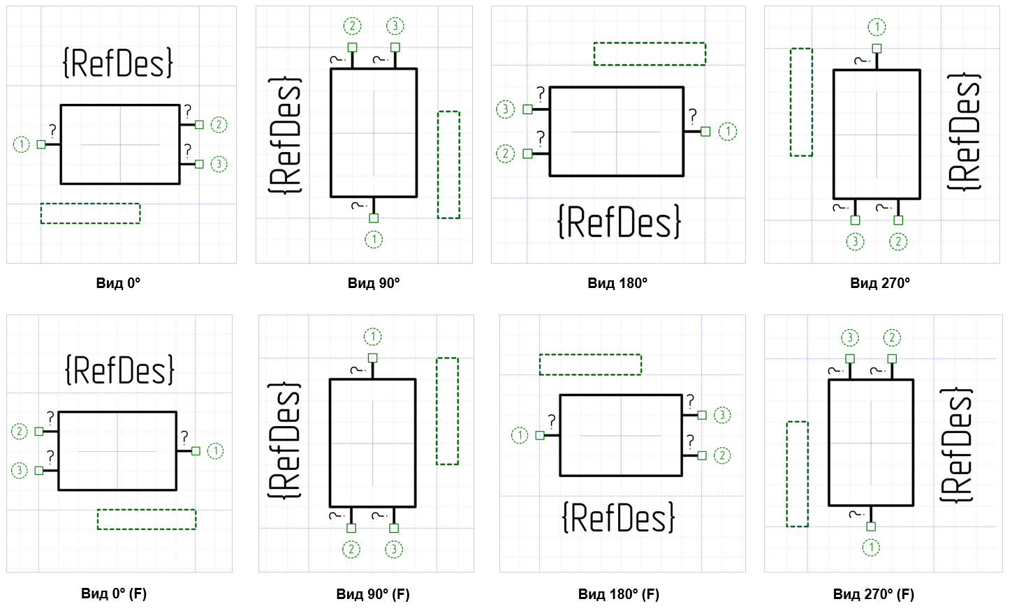Рис. 1 Варианты ориентации УГО