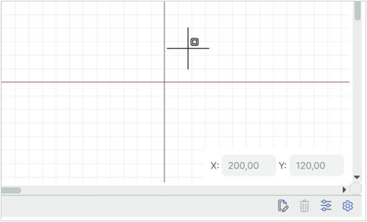 Рис. 2 Вид и положение курсора после ввода коррдинат (на примере размещения прямоугольника)