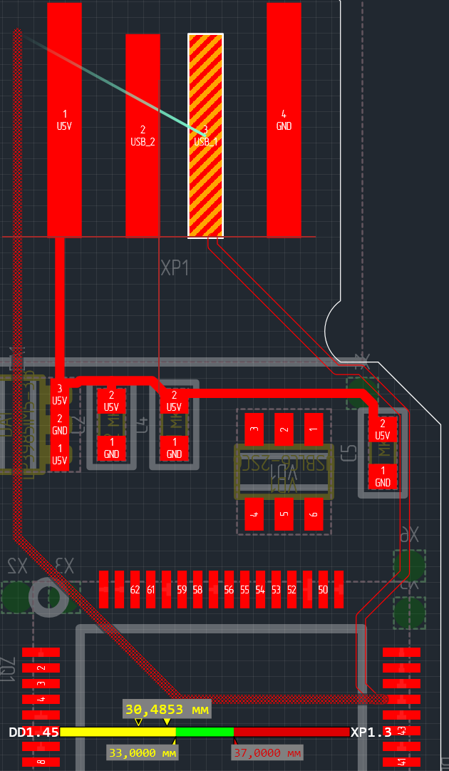 Рис. 3 Вид индикатора при включенной опции «Вычислять оптимальный трек при трассировке»