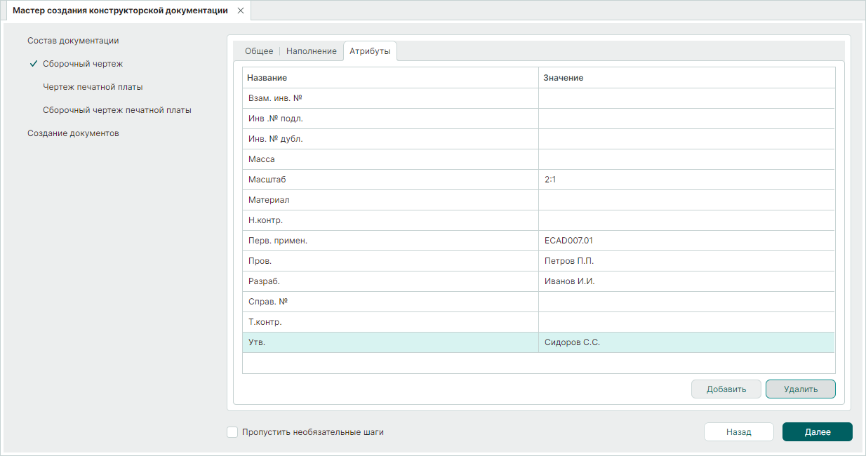 Рис. 6 Вкладка «Атрибуты»