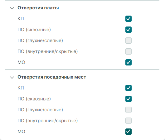 Рис. 9 Выбор отвертстий для отображения