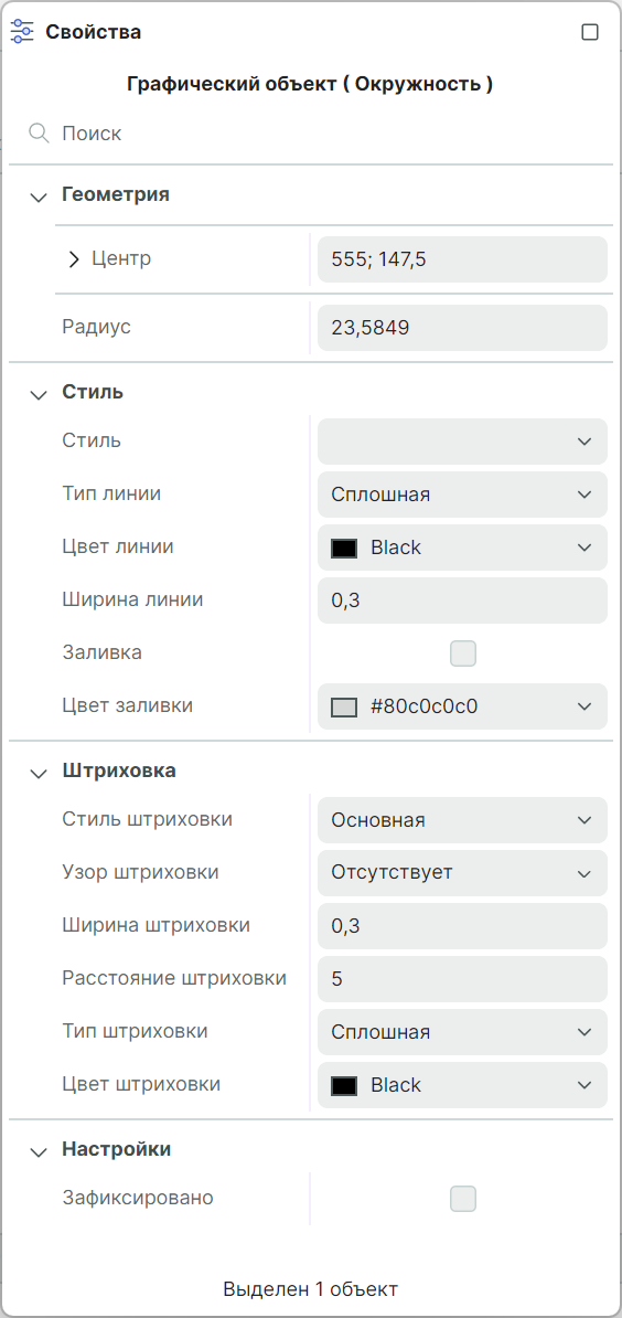 Рис. 1 Свойства окружности