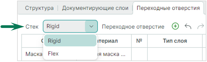 Рис. 3 Выбор стека
