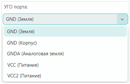 Рис. 5 Выбор УГО порта